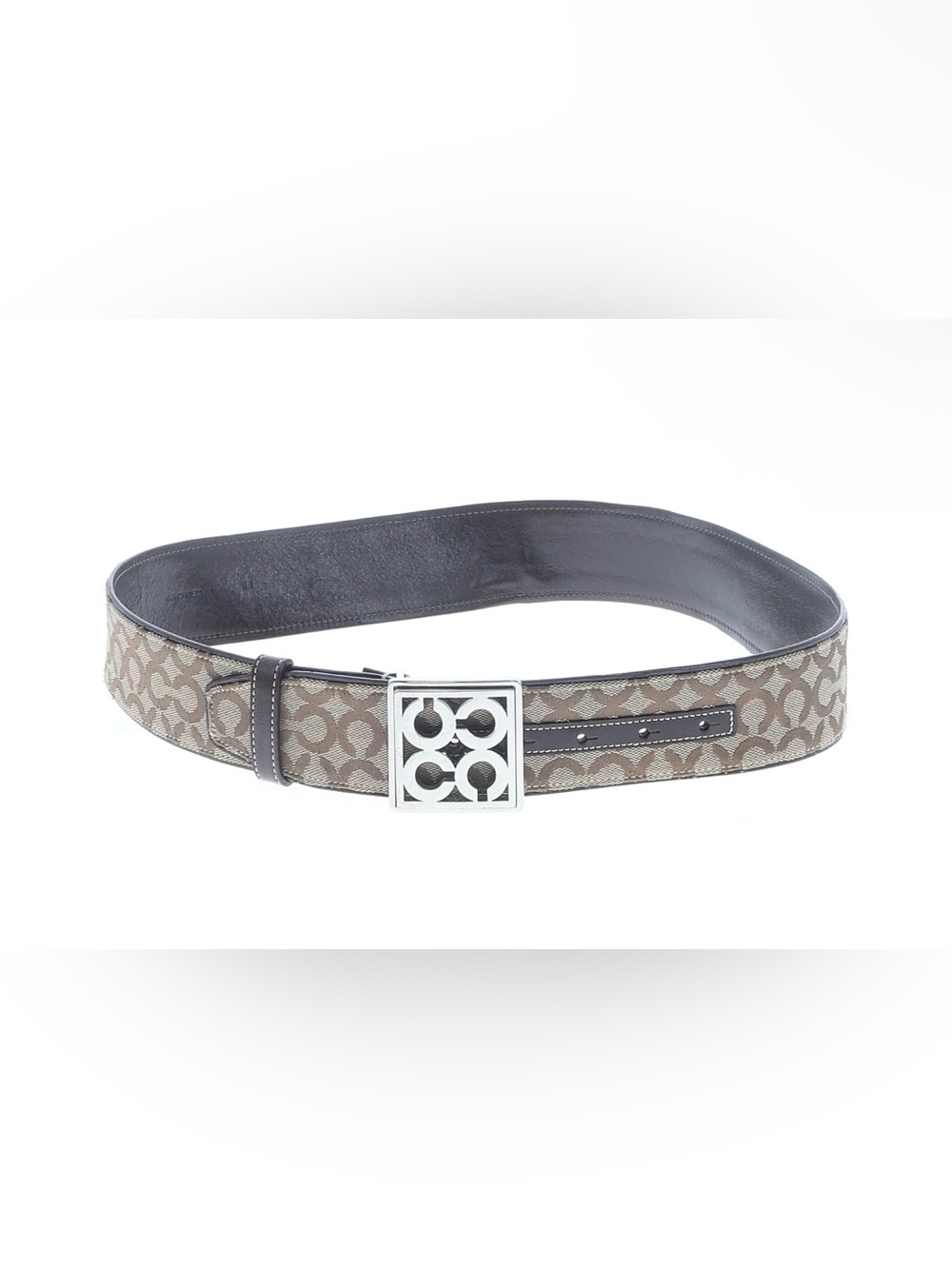 Coach Men's Signature Canvas Belt with Silver Logo Buckle